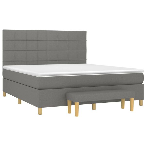 vidaXL Cama box spring con colch&oacute;n tela gris oscuro 160x200 cm