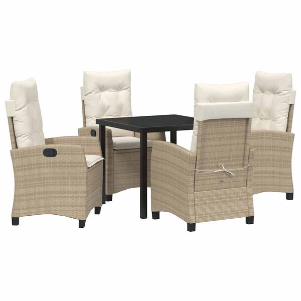 vidaXL Conjunto de Comedor de Jard&iacute;n 5 pcs Beige rat&aacute;n sint&eacute;tico
