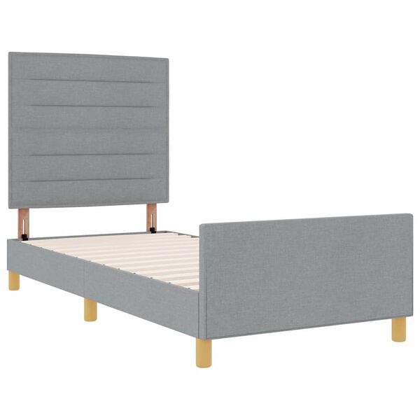 vidaXL Estructura de cama con cabecera Gris claro 100 x 200 cm tela