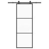 vidaXL Puerta corredera con set herrajes vidrio ESG aluminio 76x205 cm