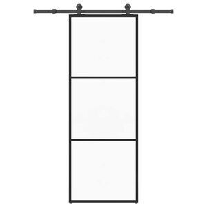 vidaXL Puerta corredera con set herrajes vidrio ESG aluminio 76x205 cm