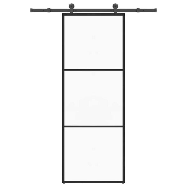 vidaXL Puerta corredera con set herrajes vidrio ESG aluminio 76x205 cm