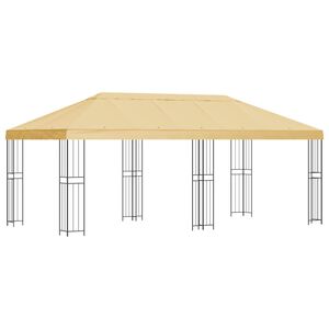 vidaXL Gazebo con paredes laterales 6 x 3 m Crema Poli&eacute;ster y Acero
