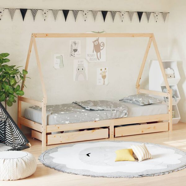 vidaXL Estructura de cama infantil con cajones madera pino 90x190 cm
