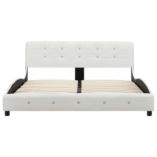 vidaXL Estructura de cama cuero sintético blanca 135x190 cm