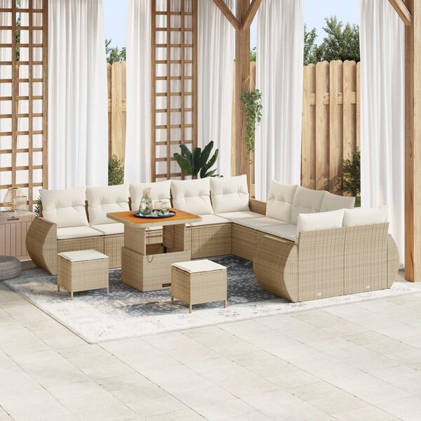 vidaXL Conjunto de sofás de jardín 13 pcs Beige ratán sintético