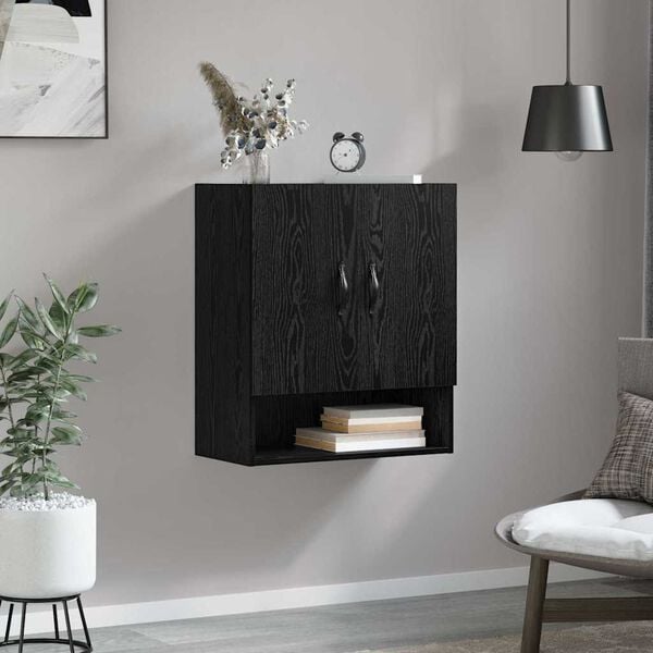 vidaXL Armario de pared Roble Negro 60 x 31 x 70 cm