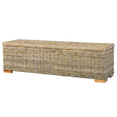 vidaXL Caja de almacenaje ratán kubu y madera maciza mango 120 cm