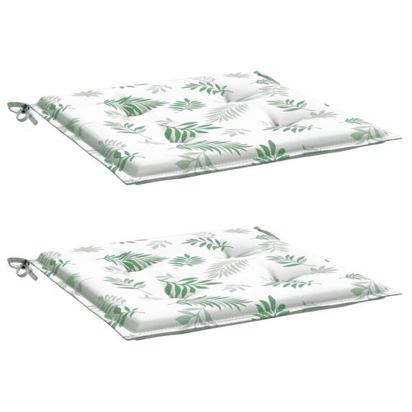 vidaXL Cojines de silla 2 uds tela estampado de hojas 50x50x3 cm