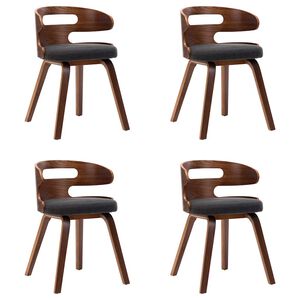vidaXL Sillas de comedor 4 unidades madera curvada y tela gris oscuro