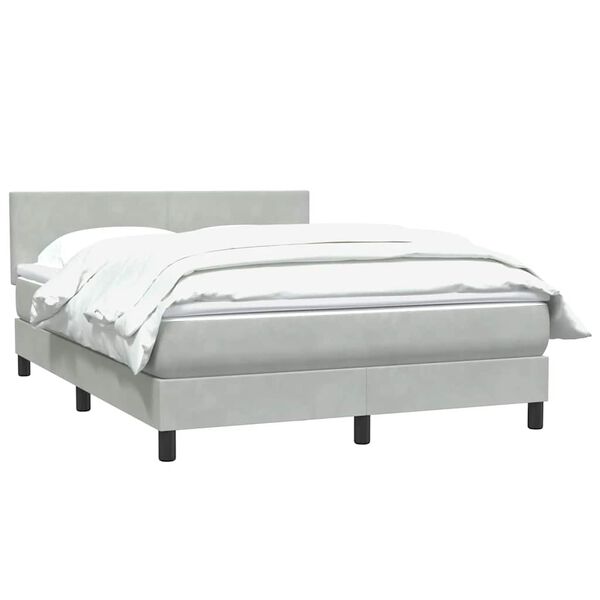 vidaXL Cama box spring con colch&oacute;n terciopelo gris claro 160x220 cm