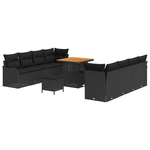 vidaXL Conjunto de sof&aacute;s de jard&iacute;n 11 pcs Negro rat&aacute;n sint&eacute;tico