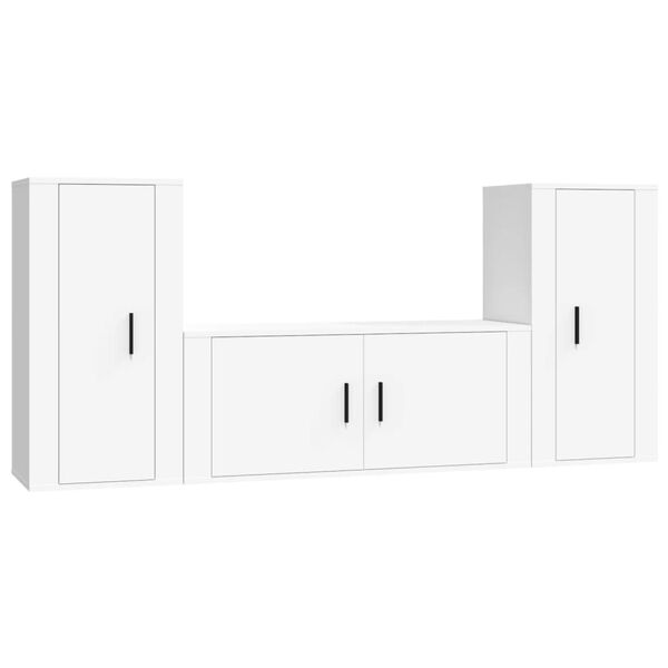 vidaXL Set de muebles de TV 3 piezas madera contrachapada blanco