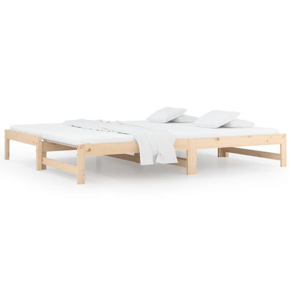 vidaXL Sof&aacute; cama extra&iacute;ble madera maciza de pino 2x(90x190) cm