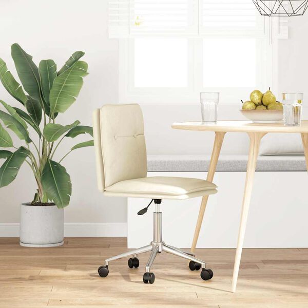 vidaXL Silla de comedor de cuero sint&eacute;tico color crema