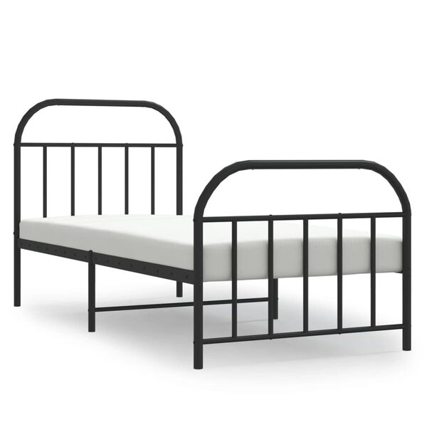 vidaXL Estructura cama sin colchón con estribo metal negro 90x190 cm
