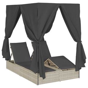 vidaXL Tumbona doble con techito Gris claro 205 x 129 x 200 cm