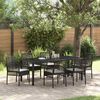 vidaXL Conjunto de Comedor de Jard&iacute;n 7 pcs Negro rat&aacute;n sint&eacute;tico