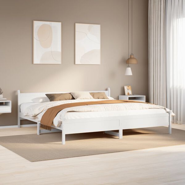 vidaXL Cama sin colch&oacute;n madera maciza de pino blanca 180x200 cm