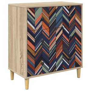 vidaXL Cajonera OMMEN Estampado geom&eacute;trico 66 x 36,5 x 75 cm Sonoma