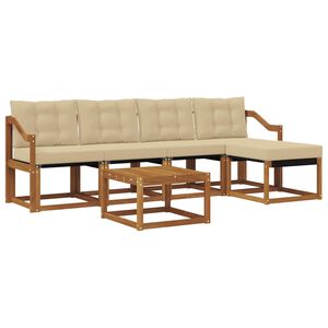 vidaXL Conjunto de sof&aacute;s de exterior con coj&iacute;n 6 pcs Natural y Beige