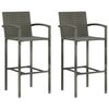 vidaXL Taburetes de cocina 2 unidades rat&aacute;n sint&eacute;tico gris