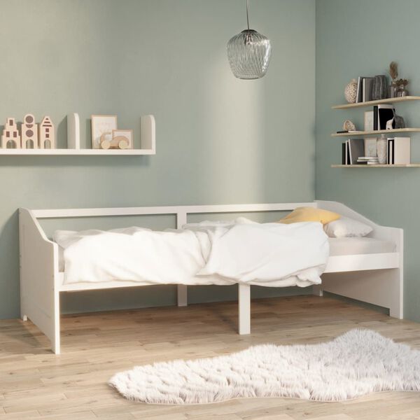 vidaXL Sof&aacute; cama de 3 plazas sin colch&oacute;n blanco 90x200 cm