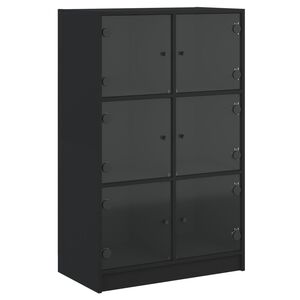 vidaXL Aparador alto con puertas madera ingenier&iacute;a negro 68x37x109 cm