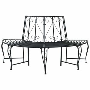 vidaXL Banco de &Aacute;rbol 4-N&uacute;mero de plazas 160 x 80 x 89 cm Acero Negro
