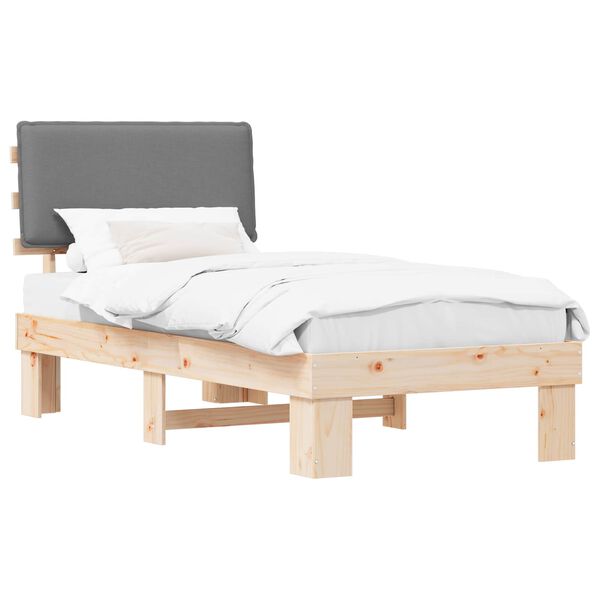 vidaXL Estructura de Cama con Cabecera Tapizada Gris Claro