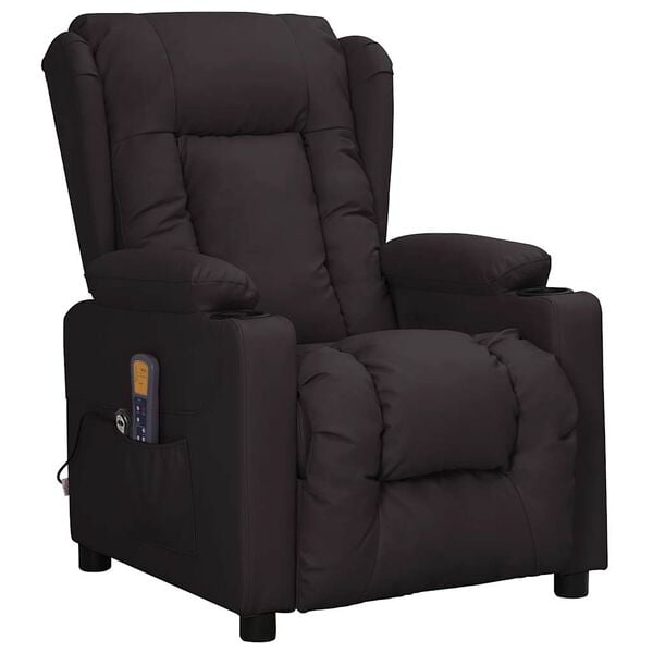 vidaXL Sill&oacute;n de masaje elevable cuero sint&eacute;tico negro