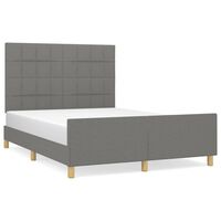 vidaXL Estructura de cama con cabecero de tela gris oscuro 140x190 cm