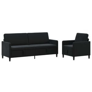 vidaXL Juego de Sof&aacute;s con Almacenamiento 2 uds. Negro Poli&eacute;ster