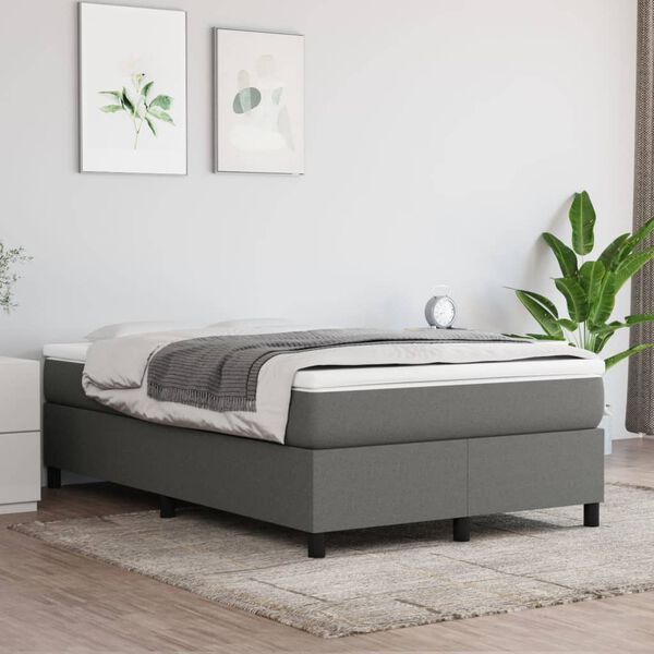 vidaXL Estructura de cama con somier tela gris oscuro 120x200 cm