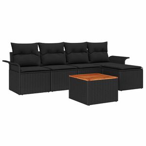 vidaXL Conjunto de sof&aacute;s de jard&iacute;n 6 uds. Negro rat&aacute;n sint&eacute;tico