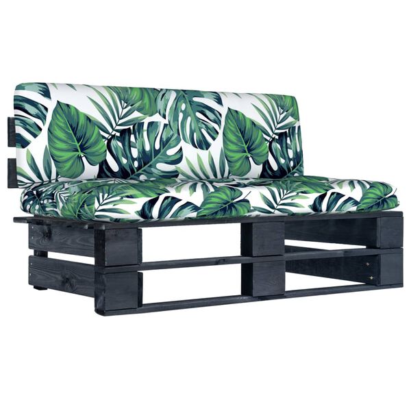 vidaXL Sofá central de palets de jardín madera pino impregnada negro