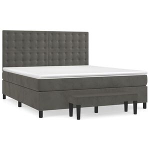 vidaXL Cama box spring con colch&oacute;n terciopelo gris oscuro 160x200 cm
