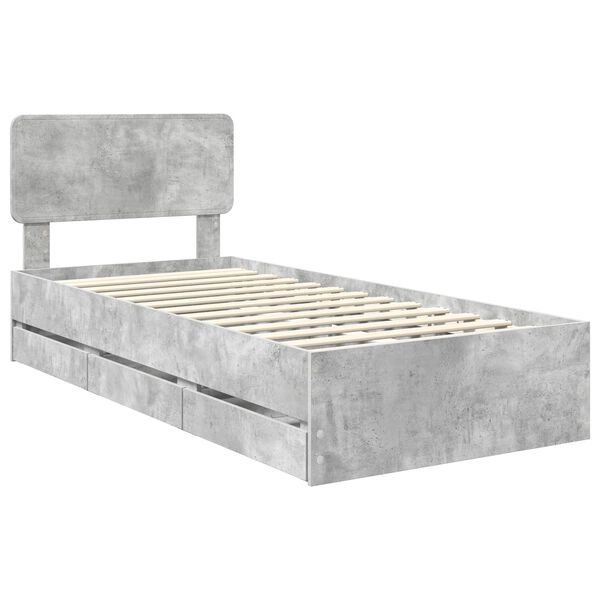 vidaXL Estructura de cama con cabecera Gris Concreto 100 x 200 cm