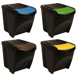vidaXL Cubos de basura apilables 4 piezas gris antracita 100 L