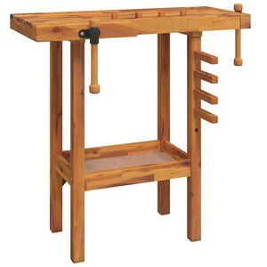 vidaXL Banco trabajo con tornillos de banco madera acacia 92x48x83cm