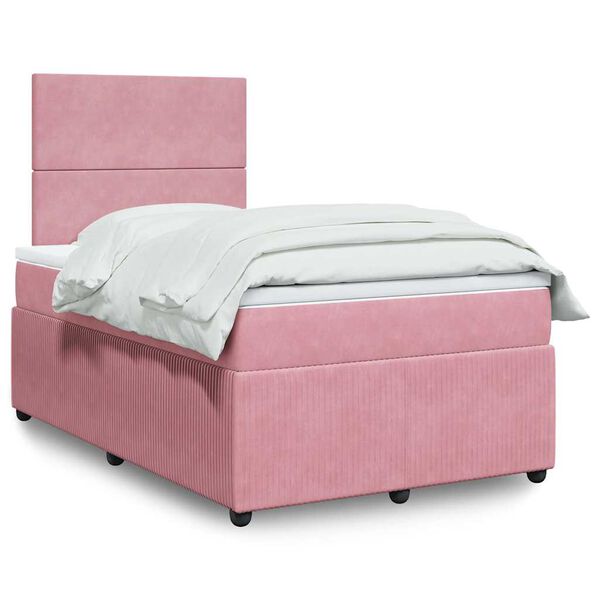 vidaXL Cama box spring con colch&oacute;n terciopelo rosa 120x190 cm