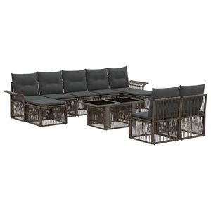 vidaXL Conjunto de sof&aacute;s de jard&iacute;n 10 uds. Gris y Gris Oscuro
