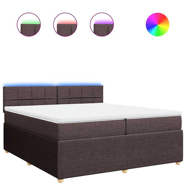 vidaXL Cama box spring con colch&oacute;n tela marr&oacute;n oscuro 200x200 cm
