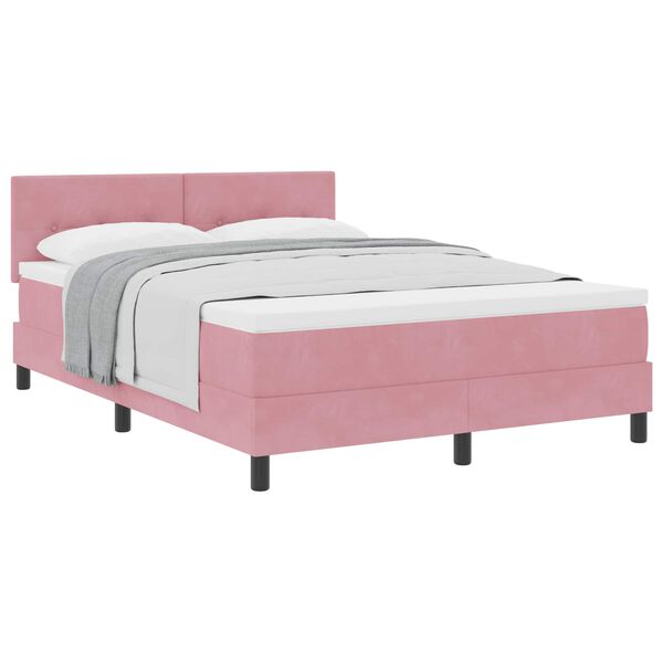 vidaXL Cama tipo Box Spring con colch&oacute;n Rosa 140 x 200 cm Terciopelo