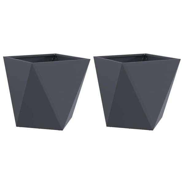 vidaXL Jardinera 2 pcs Antracita 50 x 50 x 50 cm Acero