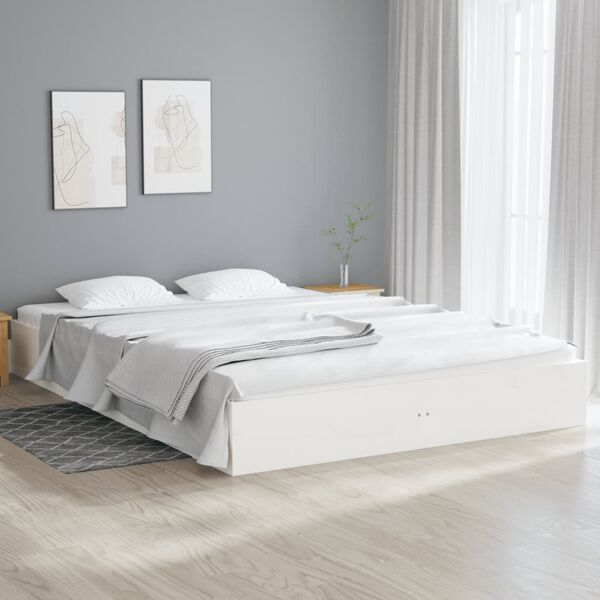 vidaXL Estructura de cama sin colch&oacute;n madera maciza blanco 160x200 cm