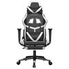 vidaXL Silla gaming masaje y reposapi&eacute;s cuero sint&eacute;tico negro blanco