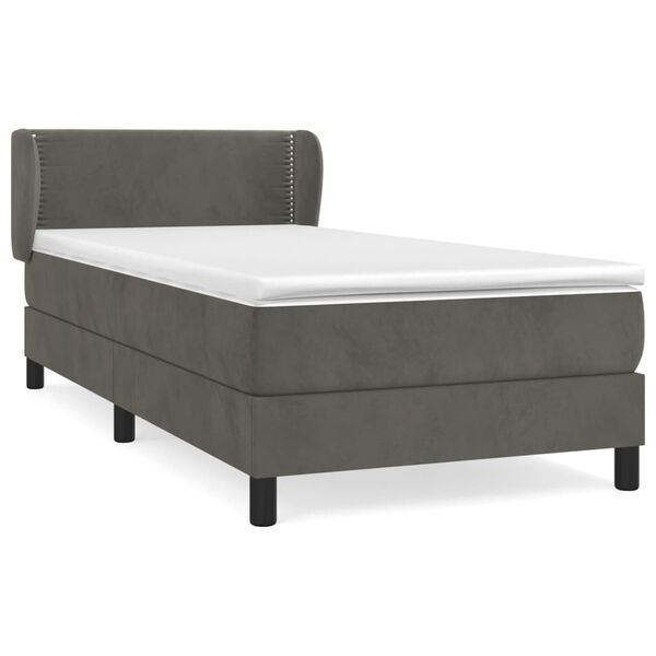 vidaXL Cama box spring con colch&oacute;n terciopelo gris oscuro 90x200 cm