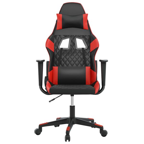 vidaXL Silla gaming de masaje cuero sint&eacute;tico negro y rojo