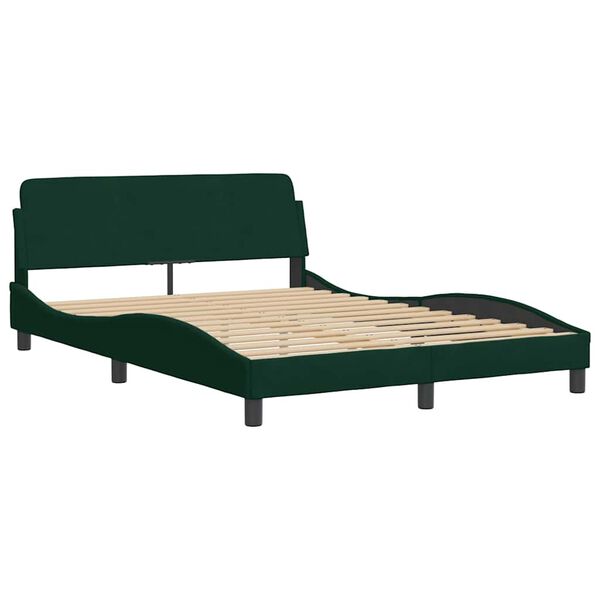 vidaXL Estructura de cama Dover terciopelo verde oscuro 140x190 cm